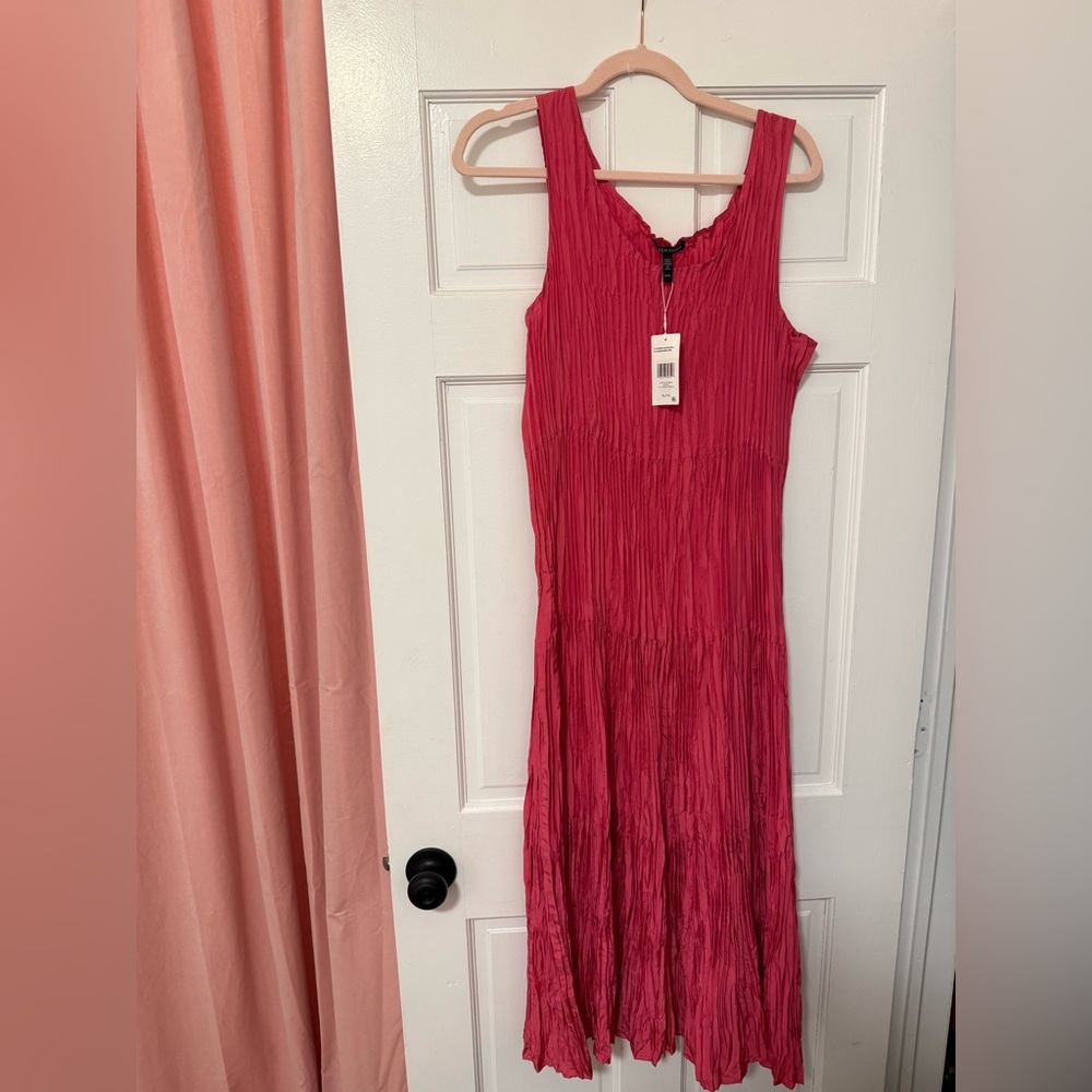 Pink Eileen Fischer Crushed Silk Midi Dress